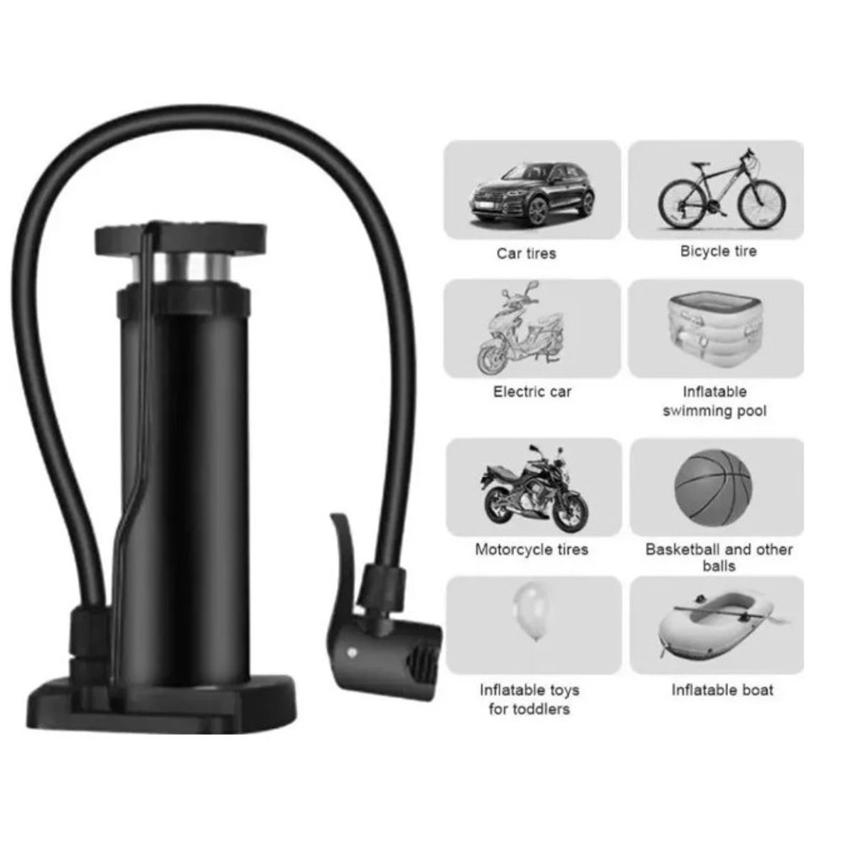 GENERICO - Bombin Inflador Con El Pie Para Bicicleta Moto Pelotas