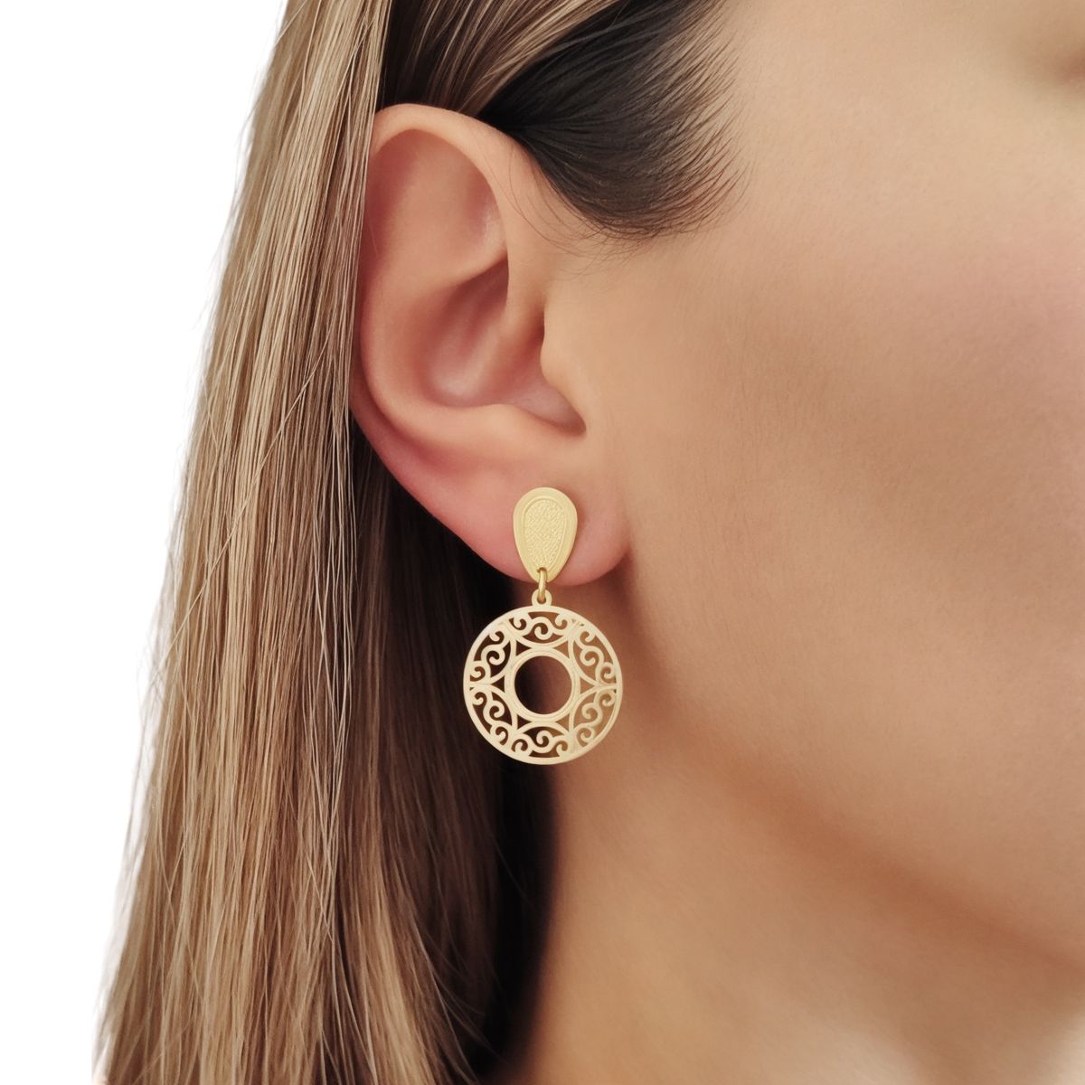COGGIOLA - Aros Paty Mandala Chico Enchapado Oro 18K