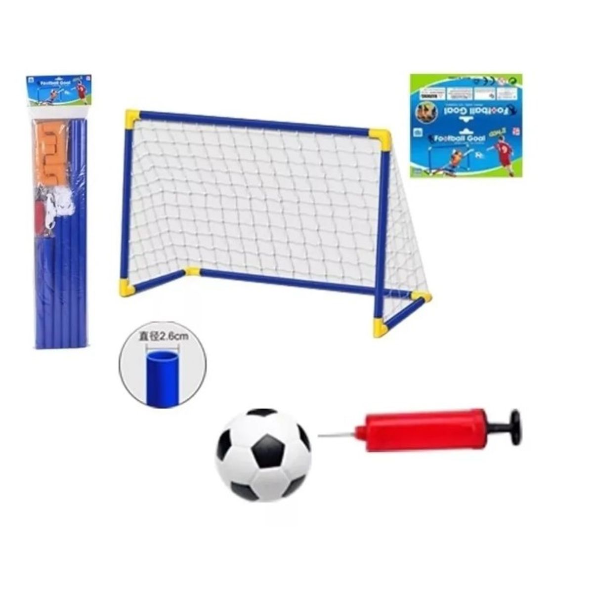 GENERICO - Cancha De Futbol Con Accesorios Red Pelota + Inflador Mini