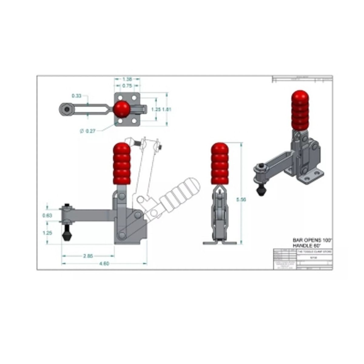GENERICO - Pack 2 Clamp Presión Vertical Gh-12130 227kg Tirador Rápido