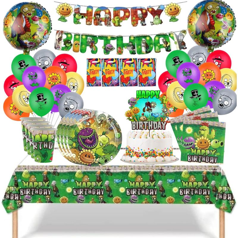 GENERICO - Pack Decoración Globos Cotillón  Plantas vs zombies