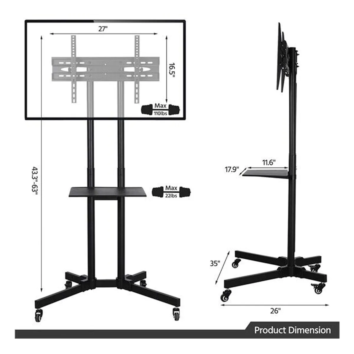 GENERICO - Soporte Stand Tv Base Portátil Con Ruedas Pantallas 32-70 Pulgadas