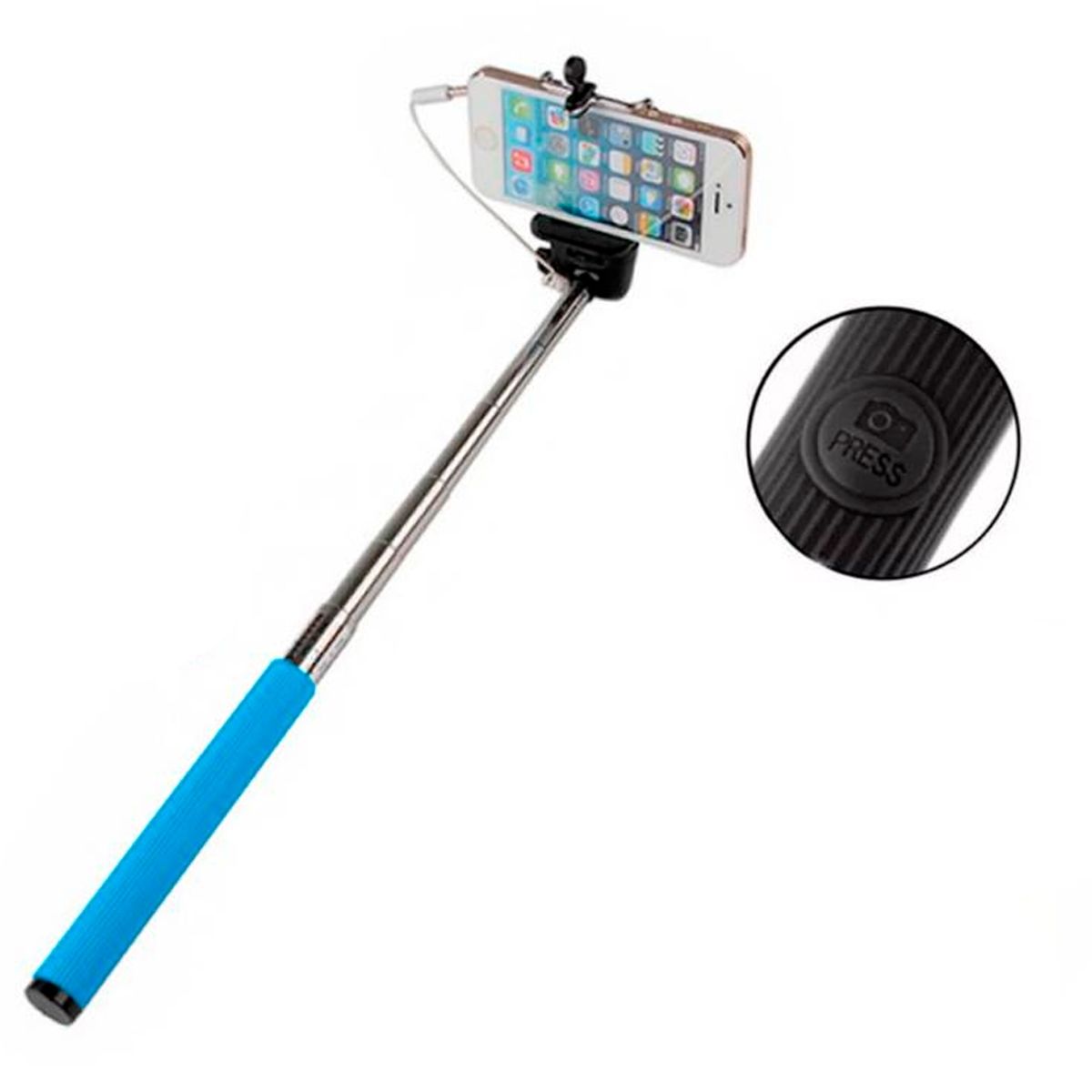 Palo baston Selfie Stick Retractil Portable Con Boton Color azul, marca GENERICO - Foto Principal