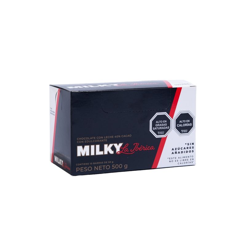 LA IBERICA - PACK X 10 CHOCOLATE EN BARRA MILKY SIN AZÚCAR 50G LA IBÉRICA