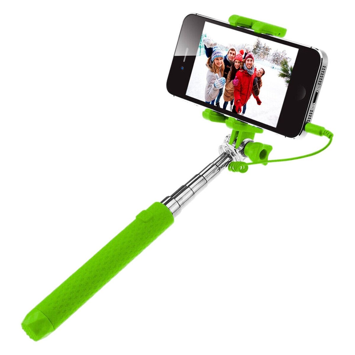 GENERICO - Palo baston Selfie Stick Retractil Portable Con Boton Color verde