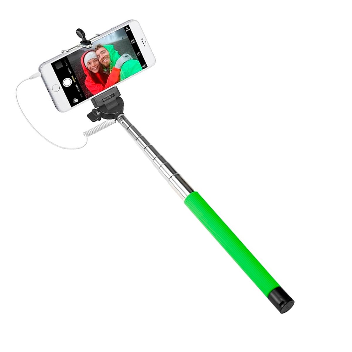 GENERICO - Palo baston Selfie Stick Retractil Portable Con Boton Color verde