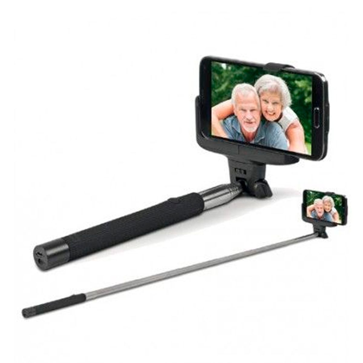 GENERICO - Palo baston Selfie Stick Retractil Portable Con Boton Color negro