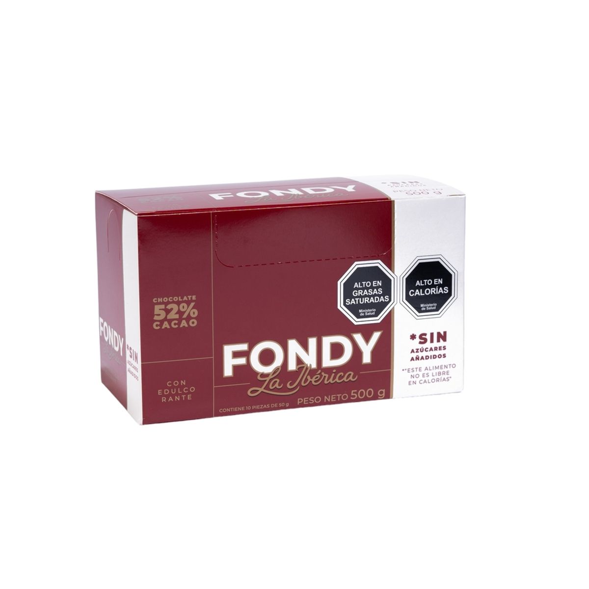 LA IBERICA - PACK X10 CHOCOLATE EN BARRA BITTER 52% CACAO SIN AZÚCAR 50G