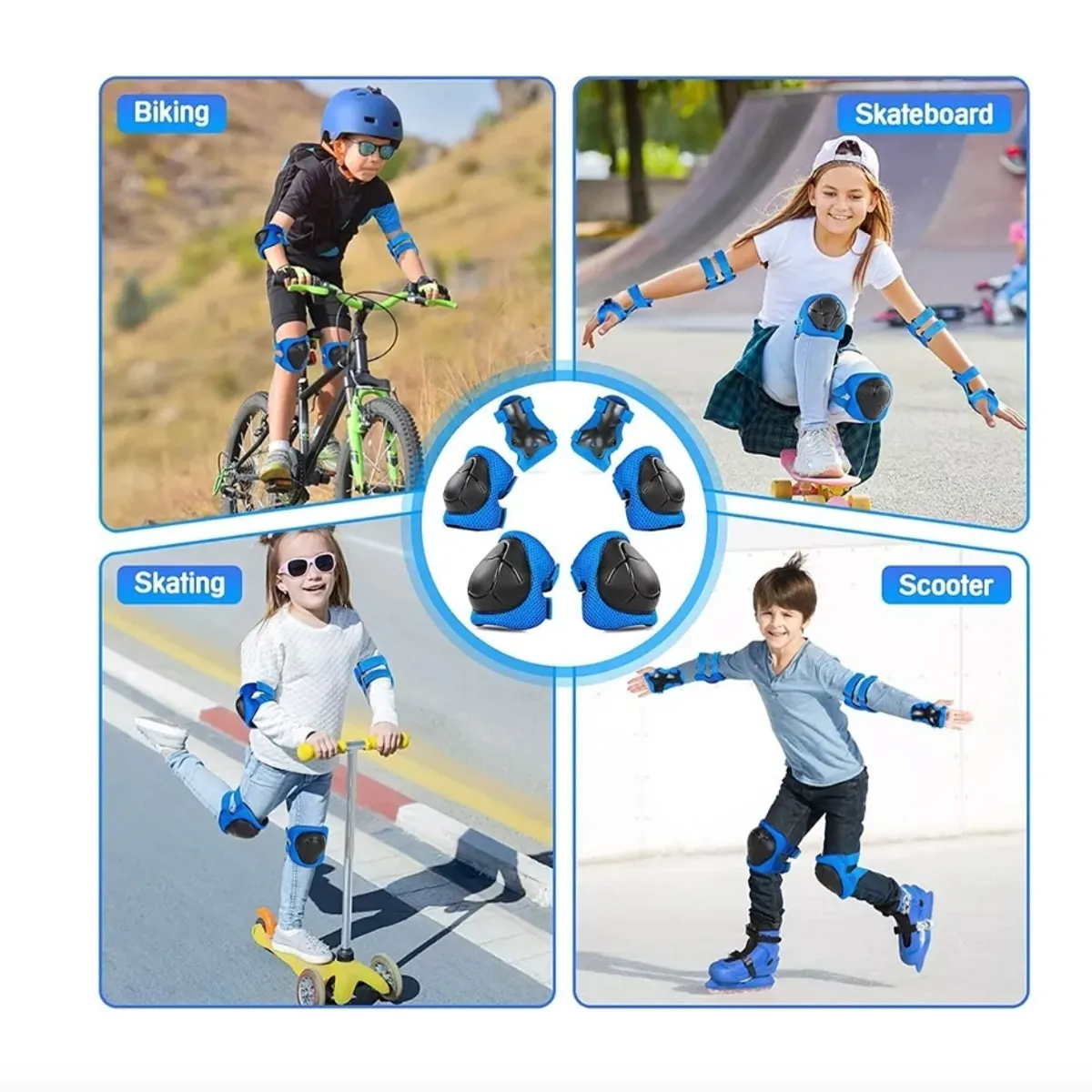 GENERICO - Set Proteccion Niñoa Para Patinesbicicletaskateazul