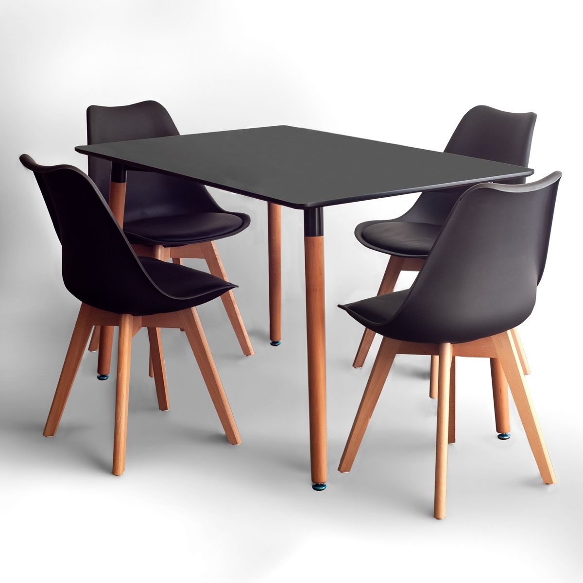 SWEET HOGAR - Comedor 4 sillas Negro modelo Alberta