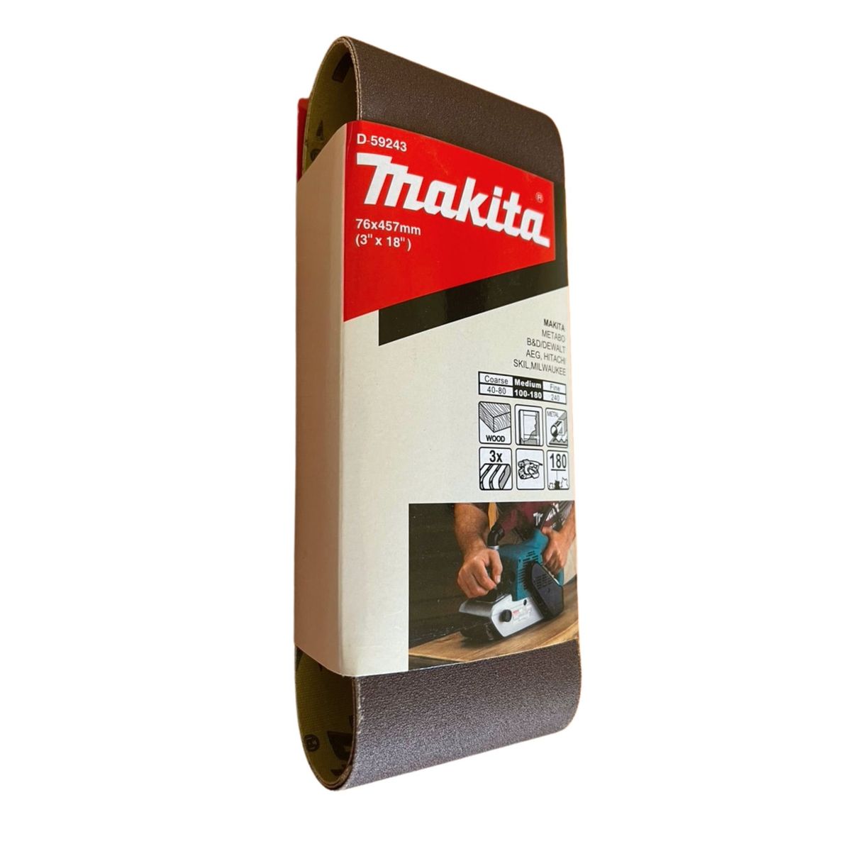 MAKITA - Lija de Banda 3x18" 3Pzs G180 Madera-Metal Makita D-59243