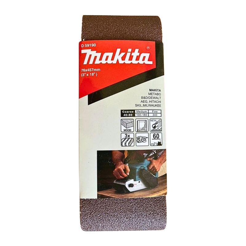 MAKITA - Lija de Banda 3x18" 3Pzs G60 Madera-Metal Makita D-59190
