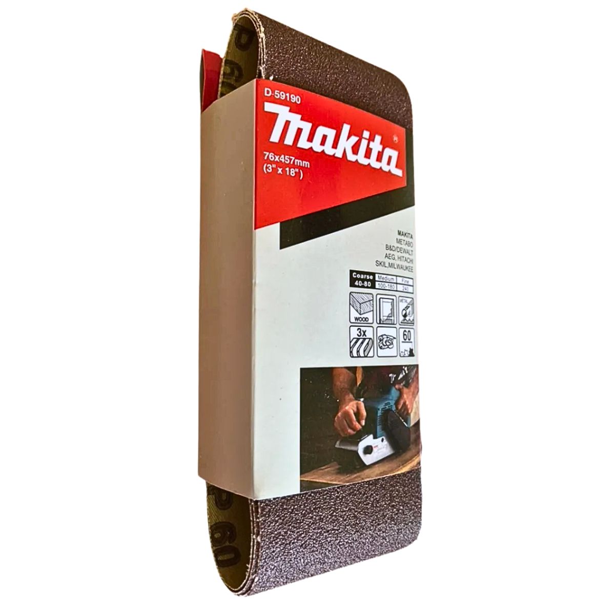 MAKITA - Lija de Banda 3x18" 3Pzs G60 Madera-Metal Makita D-59190