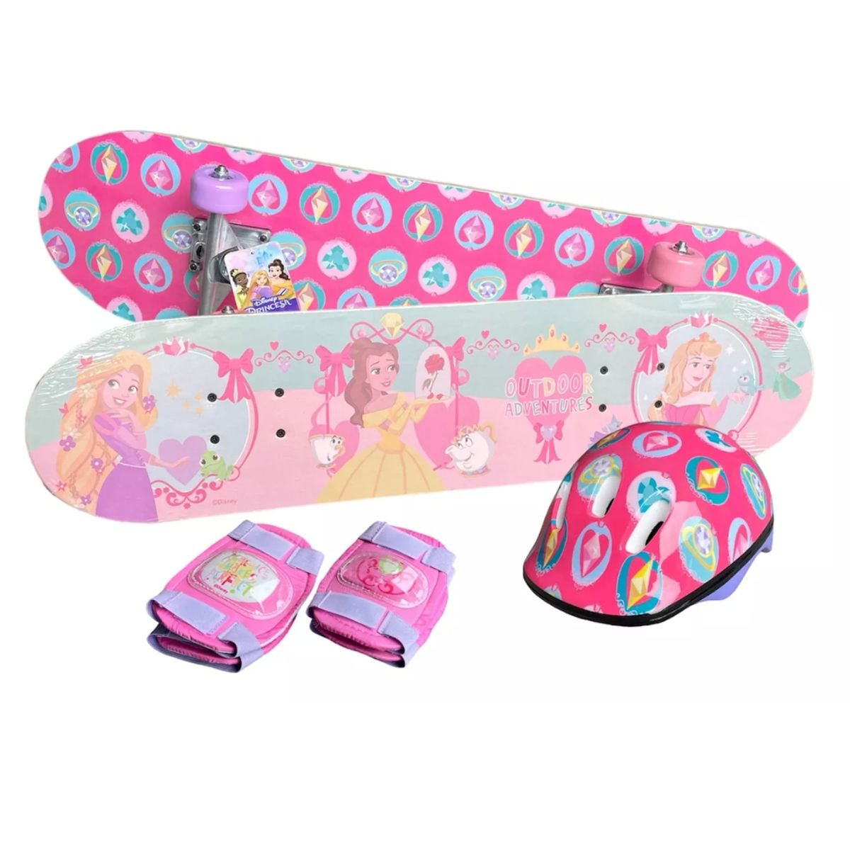 GENERICO - Set Tabla De Skate C Protecciones Infantil Princesas Disney