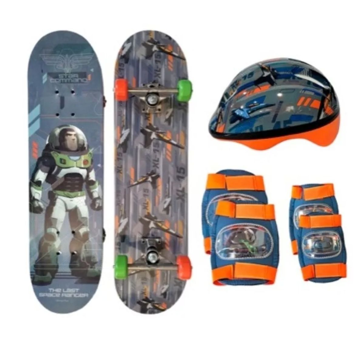 GENERICO - Set Tabla De Skate C Protecciones Infantil Ligthyear Disney