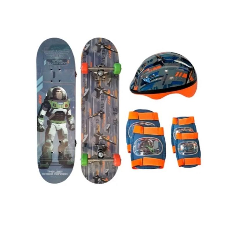 GENERICO - Set Tabla De Skate C Protecciones Infantil Ligthyear Disney