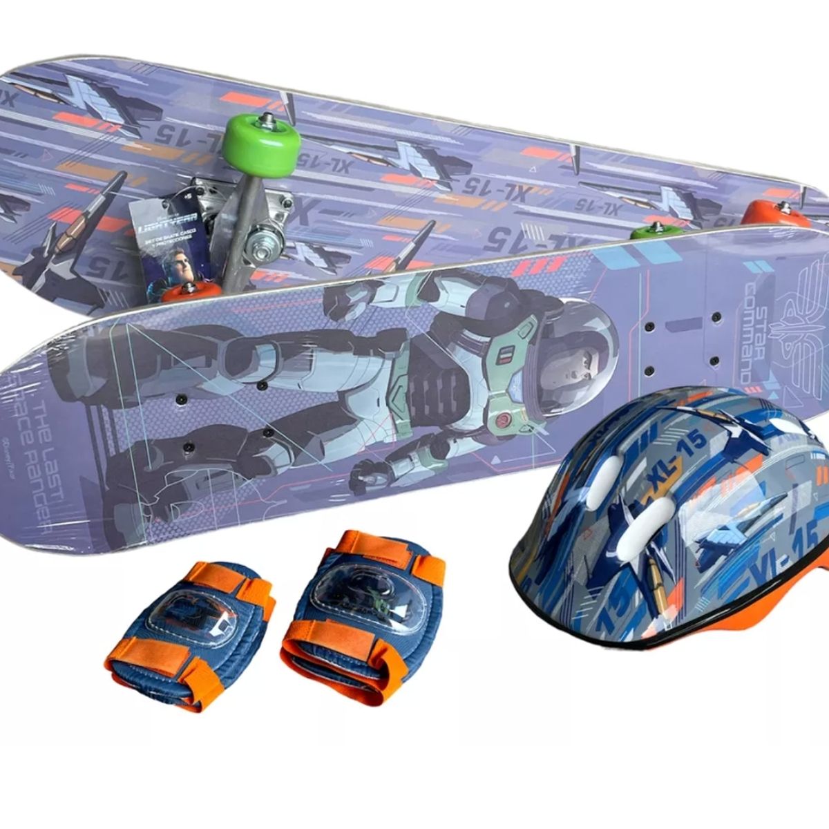 GENERICO - Set Tabla De Skate C Protecciones Infantil Ligthyear Disney