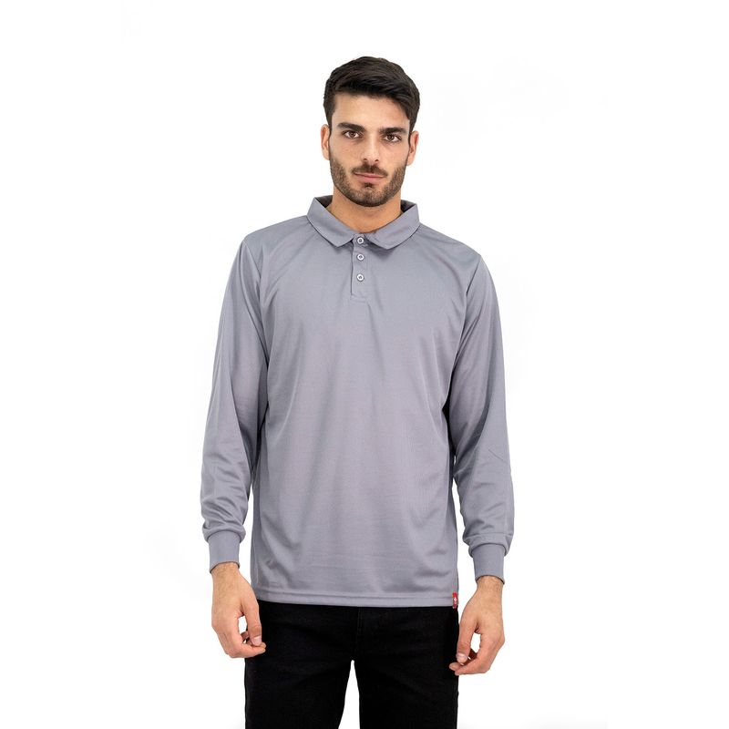 QUEBEC - Polera Cooldry Quebec Manga Larga Gris.-
