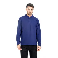 QUEBEC - Polera Pique Manga larga Azul Hombre.-