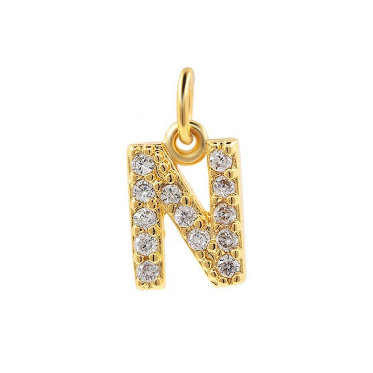 LUX JOYAS - Collar Baño Oro 18k Letra Inicial N Brillitos Tejido Dragón