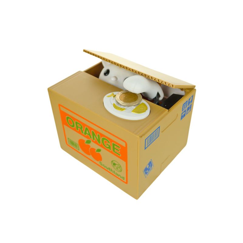 SOLEIO - Alcancía Hucha De Gato Electrónica Roba Monedas Caja Orange