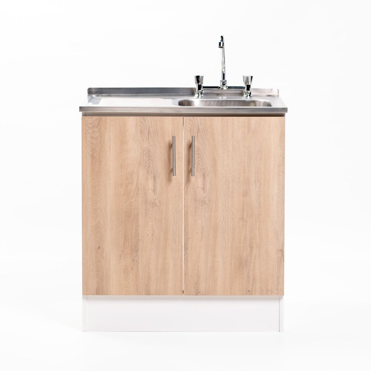 MOBELTEK - Kit Mueble Lavaplatos 80cm Blanco Hickory Secador Izquierdo