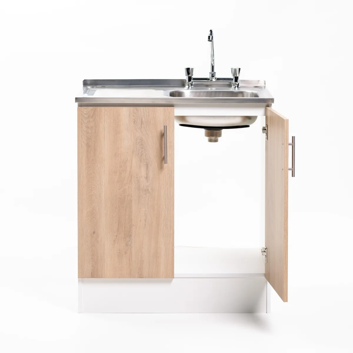 MOBELTEK - Kit Mueble Lavaplatos 80cm Blanco Hickory Secador Izquierdo