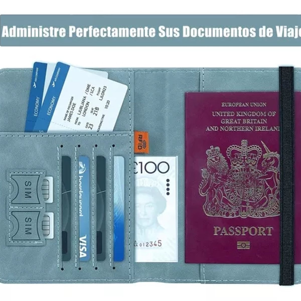 GENERICO - Porta Pasaporte Mujer Documento De Viaje Travel Wallet rfid