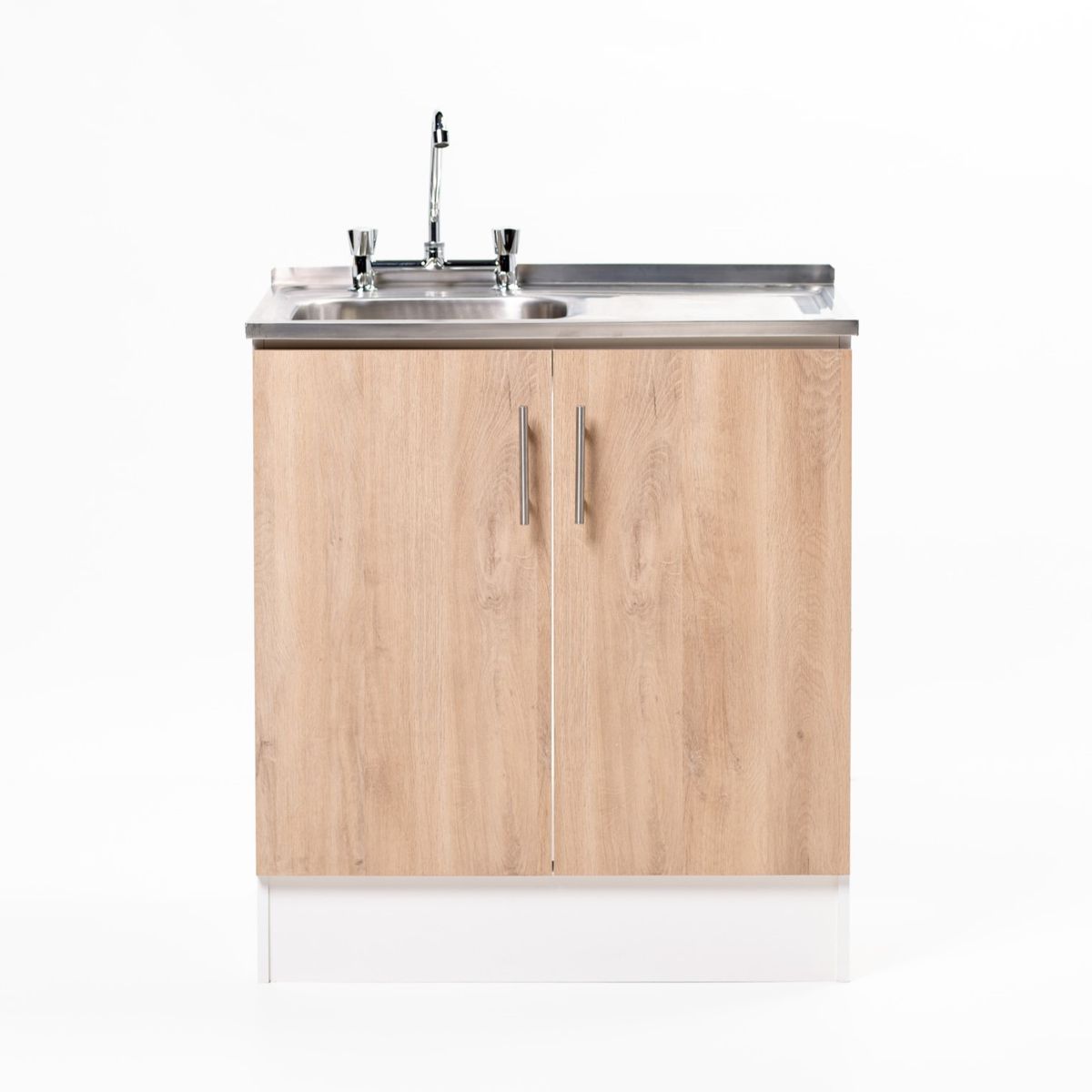 MOBELTEK - Kit Mueble Lavaplatos 80cm Blanco Hickory Secador Derecho