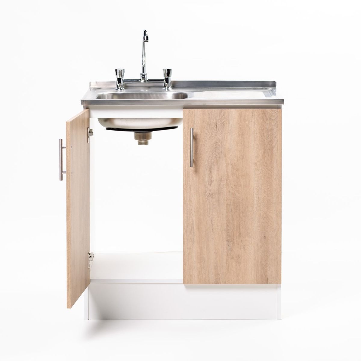 MOBELTEK - Kit Mueble Lavaplatos 80cm Blanco Hickory Secador Derecho