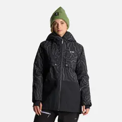 HAKA HONU - Chaqueta Mujer Yeti Print Negro
