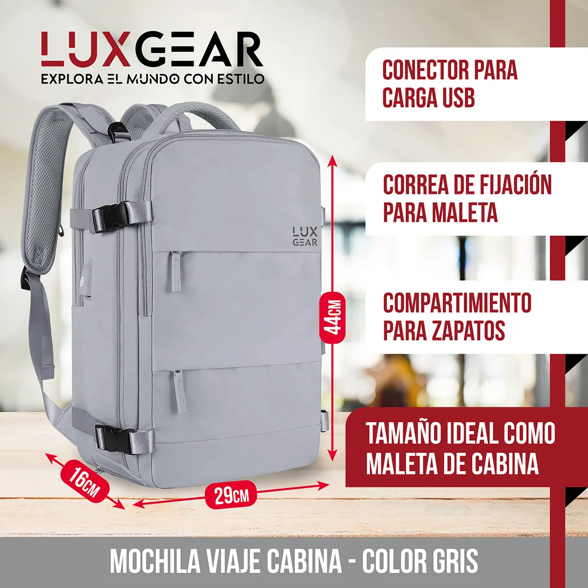 LUXGEAR - Mochila De Viaje Luxgear NomadLife Impermeable Cabina