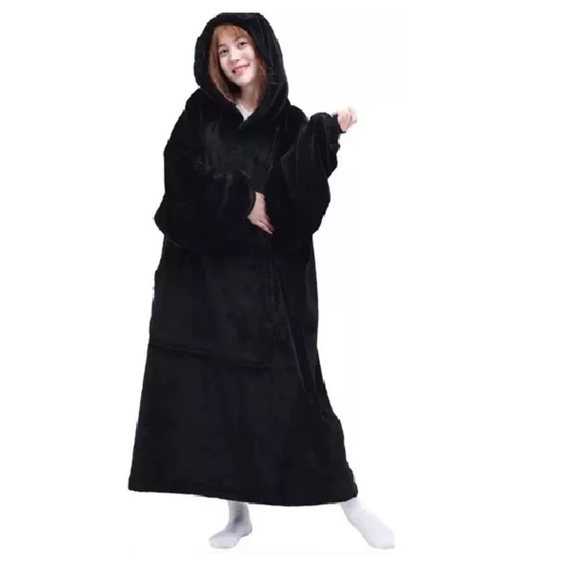 GENERICO - Maxi Polerón Largo Polar Unisex Con Chiporro Capucha de Invierno