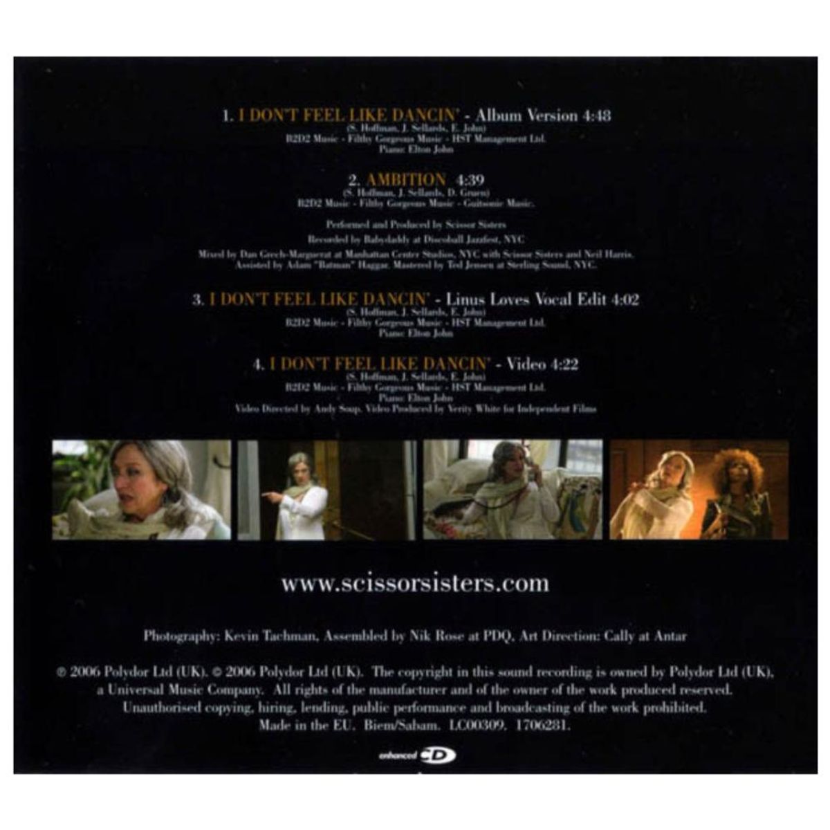 HITWAY MUSIC - SCISSOR SISTERS - I DON'T FEEL LIKE DANCING - CD SINGLE