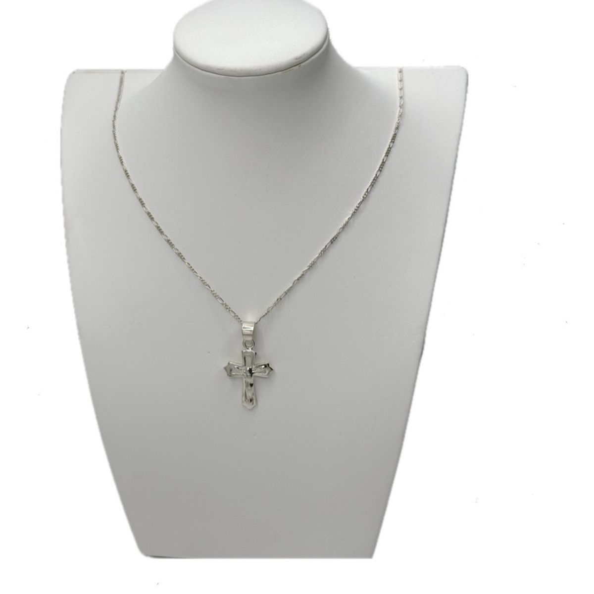 GENERICO - Collar Cruz Jesus Crucifijo Plata Ley 925 60 Cm Mas Caja