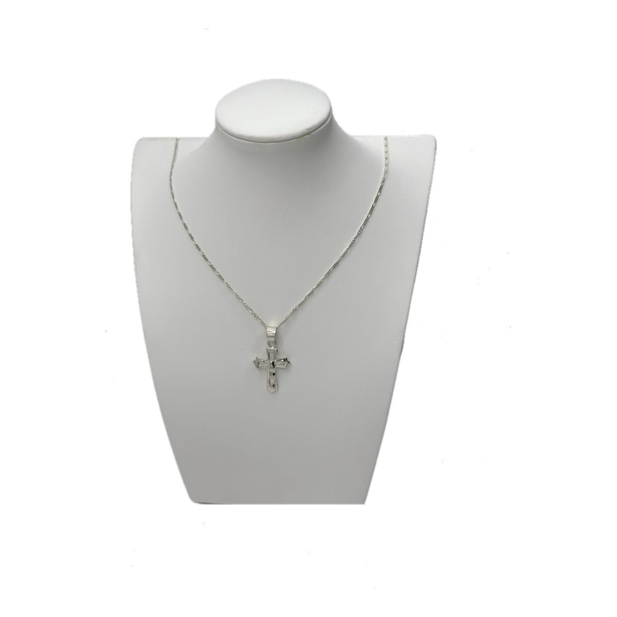 GENERICO - Collar Cruz Jesus Crucifijo Plata Ley 925 60 Cm Mas Caja