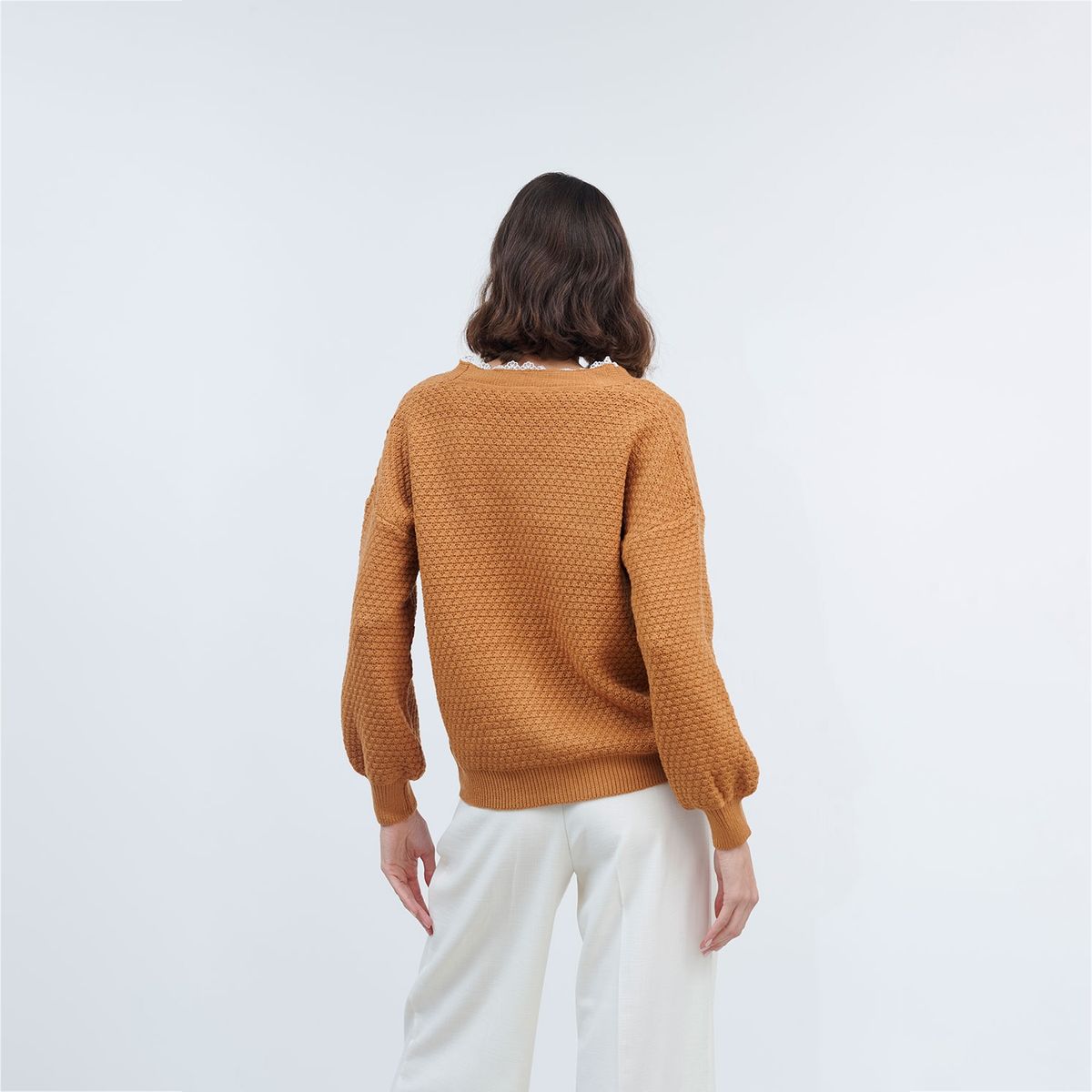 GUINDA - Chaleco mangas aglobadas y flores Hani Guinda