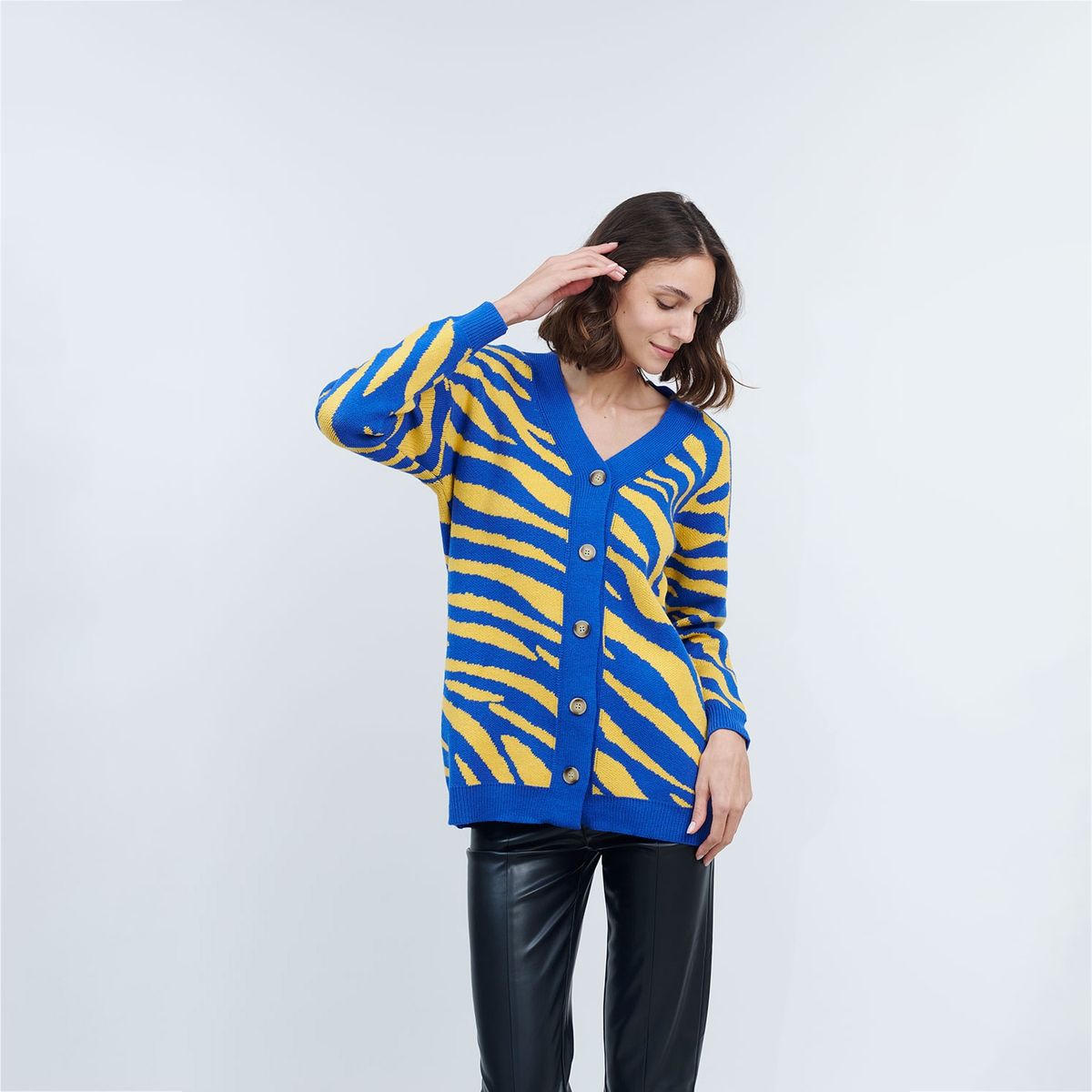 GUINDA - Chaleco oversize cebra Eloise