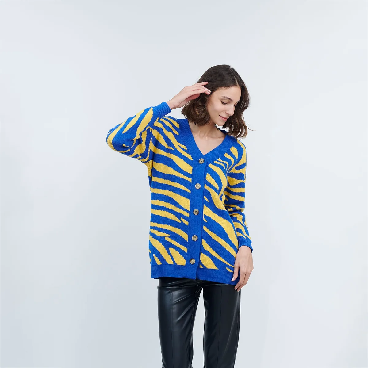 GUINDA - Chaleco oversize cebra Eloise