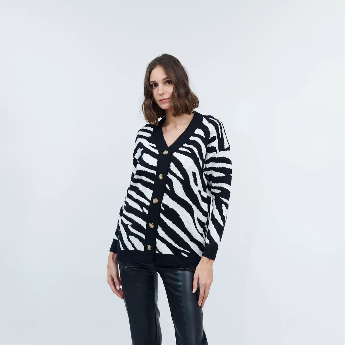 GUINDA - Chaleco oversize cebra Eloise