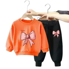 KIVARA - Buzo Niña Infantil Algodón Cintas Poleron Naranja