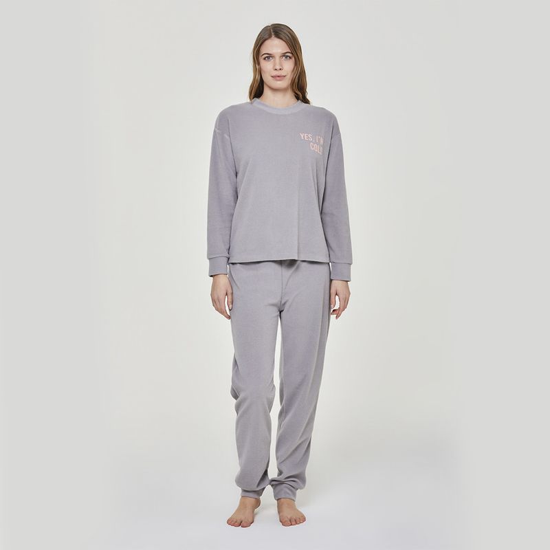 POMPEA - Pijama Micropolar Garofano Gris Pompea
