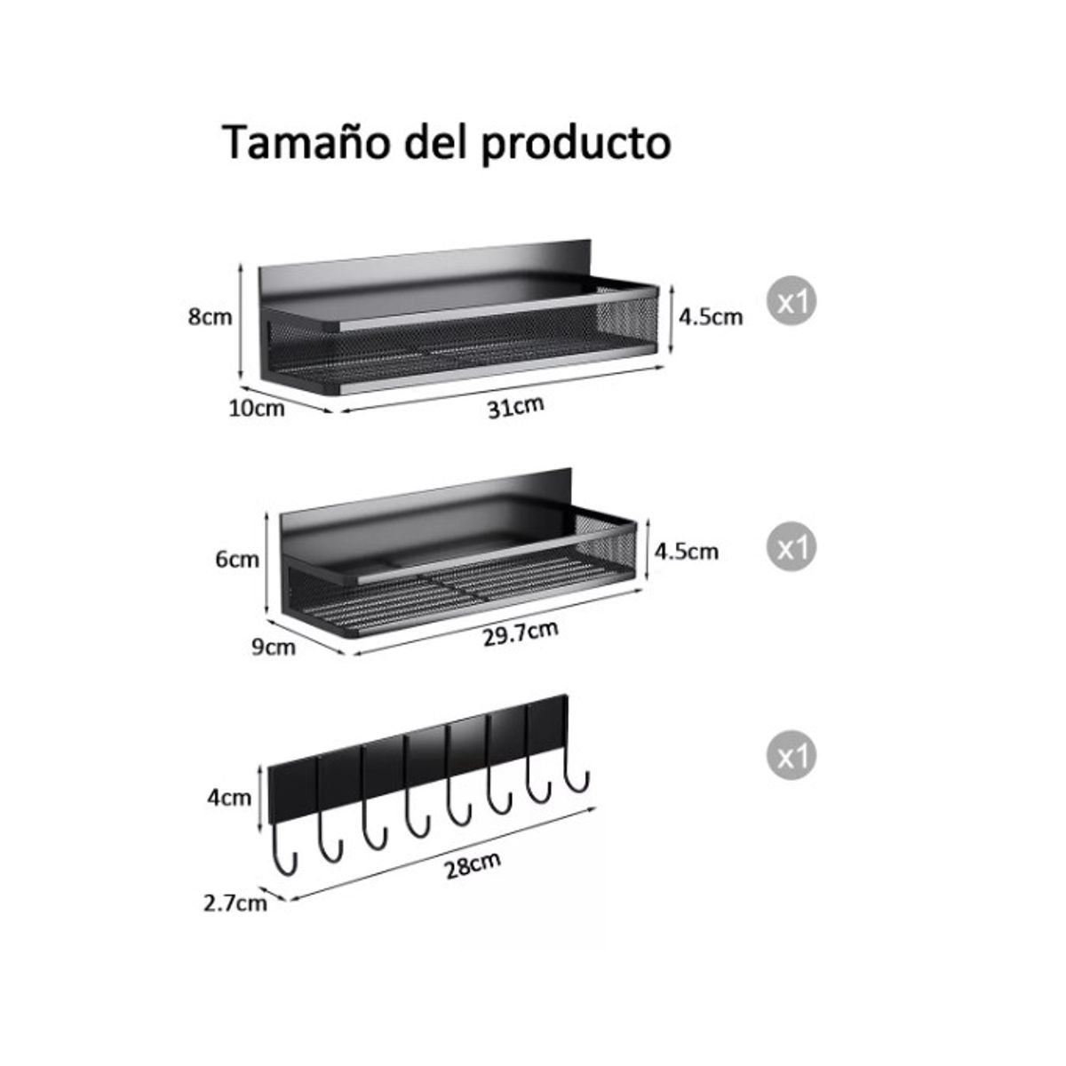 GENERICO - Kit 3 Estante De Almacenamiento Magnético Multifuncional