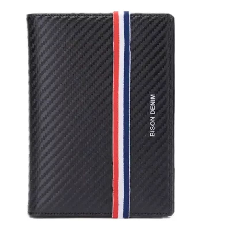 GENERICO - Porta Pasaporte Elegante Billetera Cuero Genuino Bison Denim….
