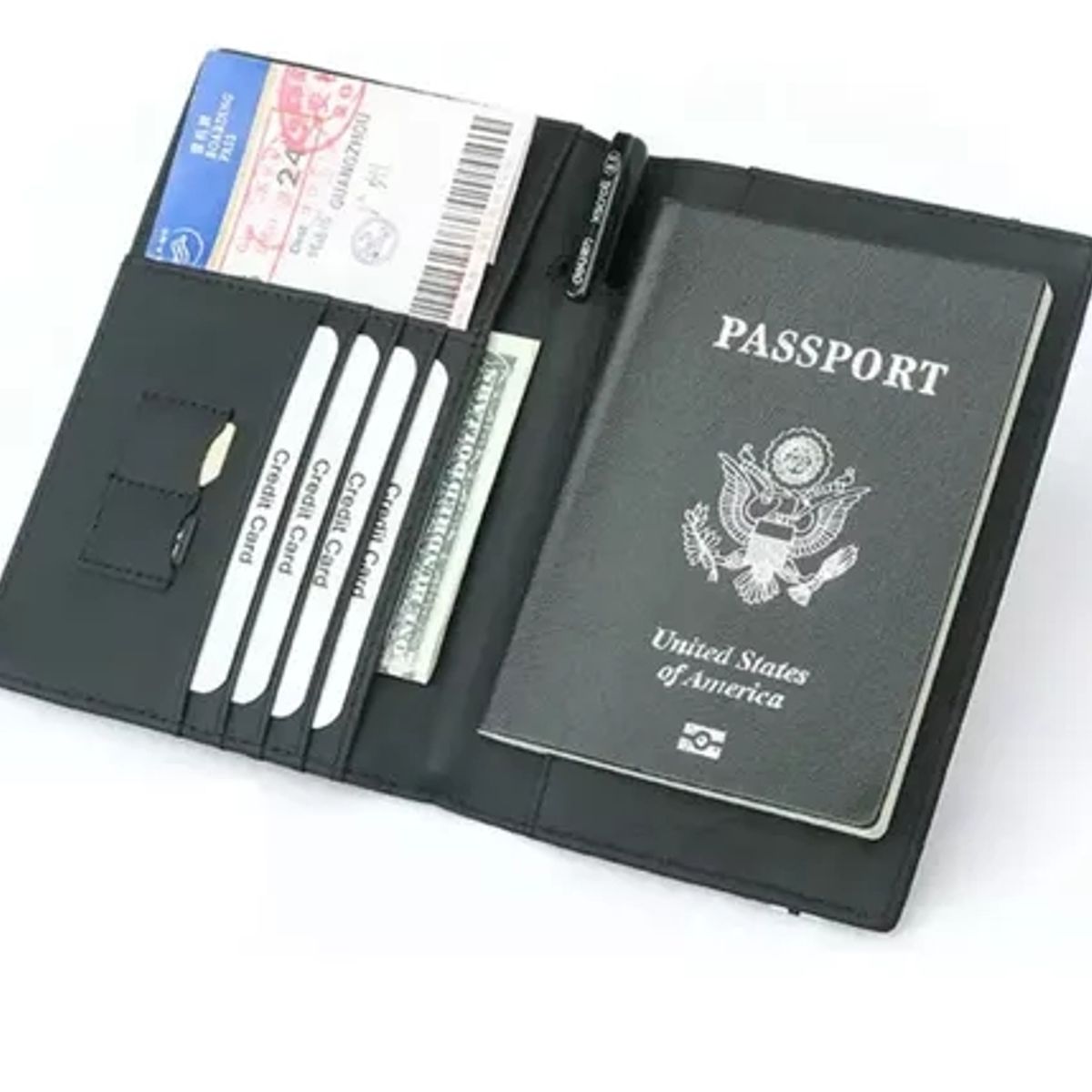 GENERICO - Porta Pasaporte Elegante Billetera Cuero Genuino Bison Denim….