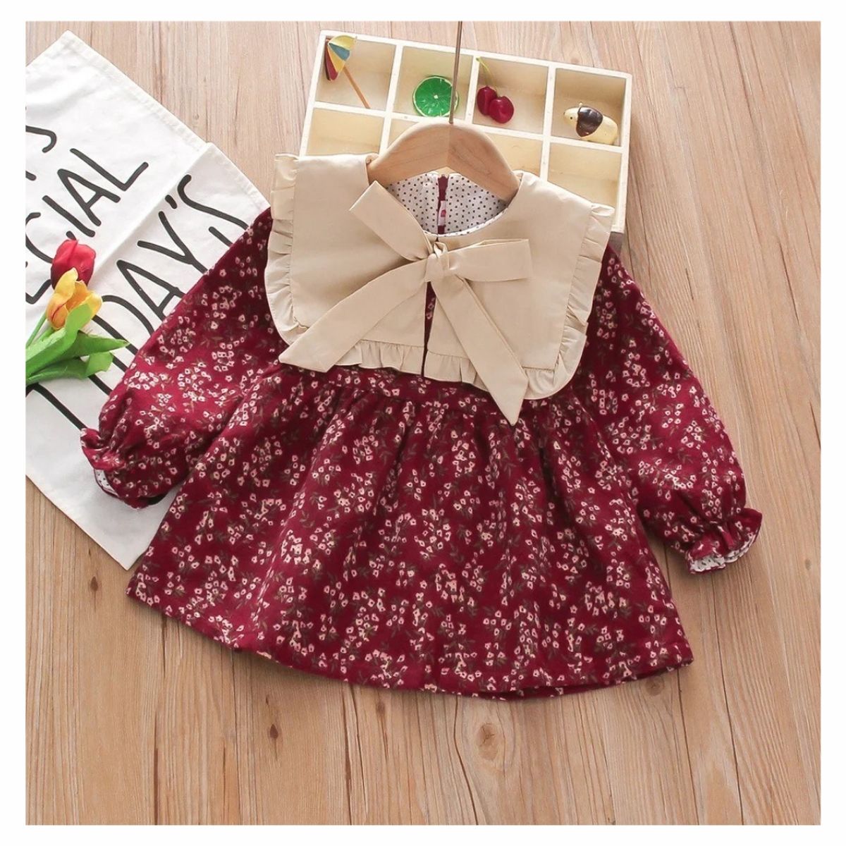 GENERICO - VESTIDO BEBÉ NIÑA CUELLO BOBO PEQUEÑA LUZ