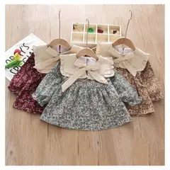 GENERICO - VESTIDO BEBÉ NIÑA CUELLO BOBO PEQUEÑA LUZ