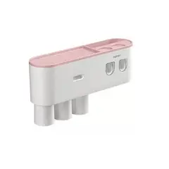 GENERICO - Dispensador Pasta Dental Con Porta Cepillos Crema De Dientes Rosa