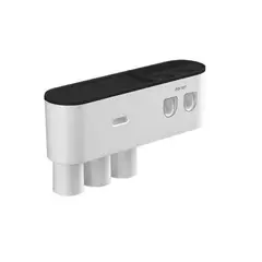 GENERICO - Dispensador Pasta Dental Con Porta Cepillos Crema De Dientes Negro