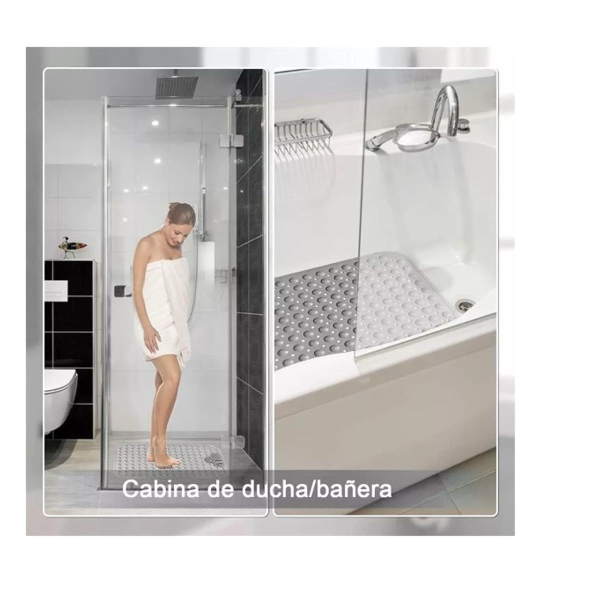 GENERICO - Piso De Goma Antideslizante Tina Ducha Alfombra Bañera Cepil Gris